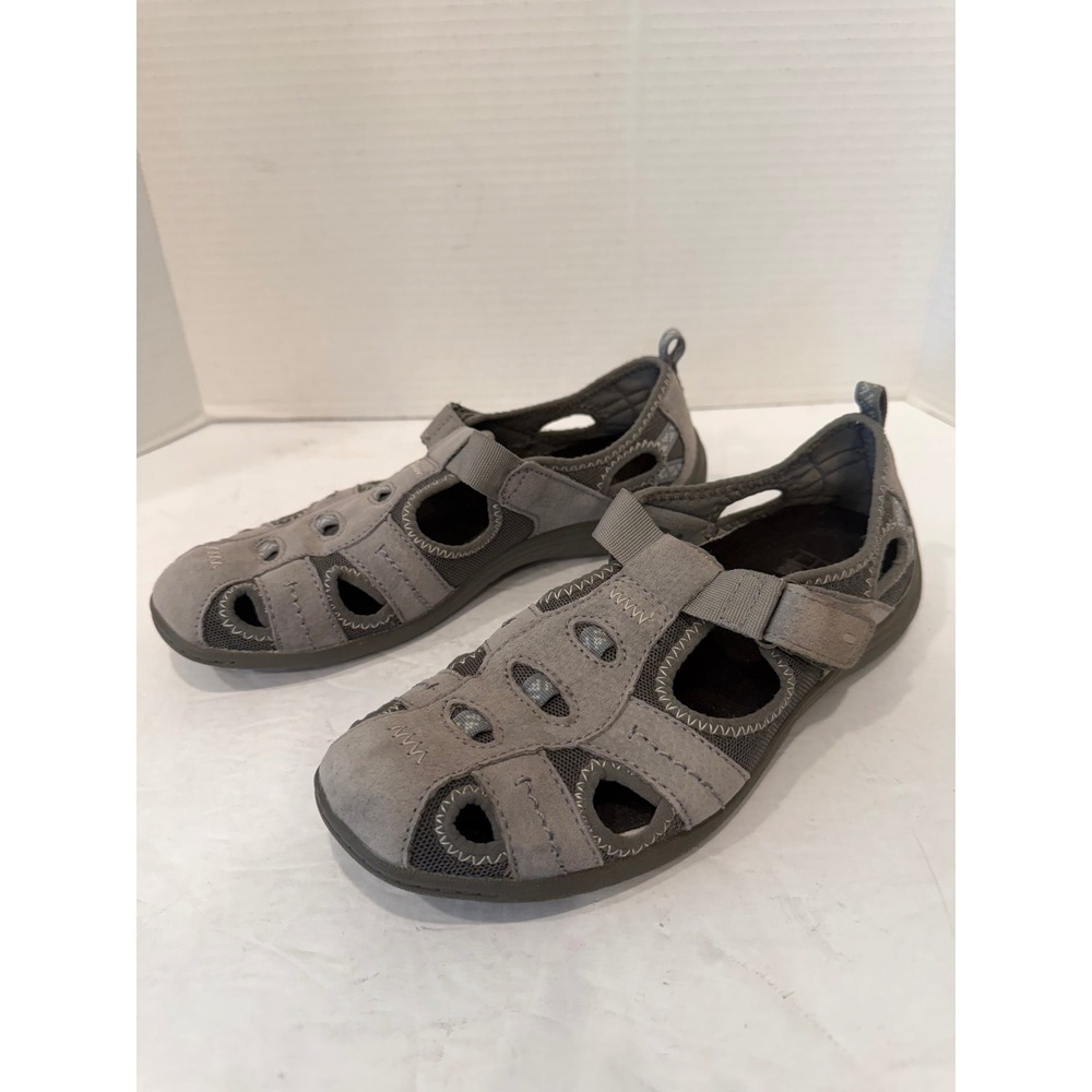 Earth Origins Camby Gray Suede Mesh Sporty Utility Fisherman Sandals Sz 8 M